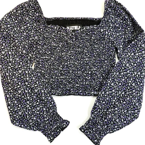 KatieJ NYC Tween Chloe Smocked Crop Top Floral Coquette Whimsygoth Girlhoodcore - Picture 15 of 16